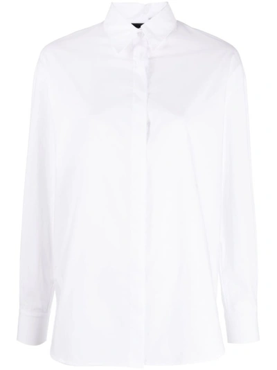 Shop Pinko 'bridport' White Long Sleeves Shirt In Cotton