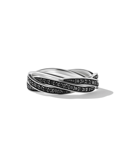 Shop David Yurman Men's Dy Helios Band Ring In Sterling Silver In Black Diamond