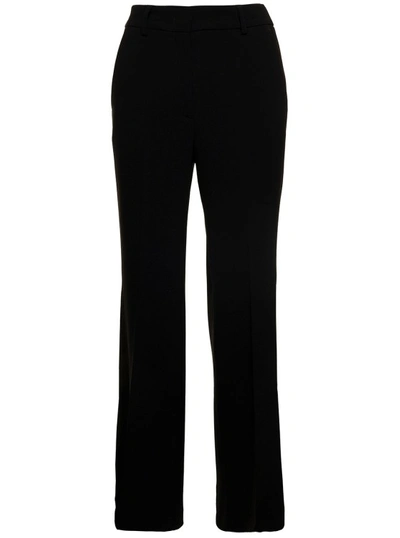 Shop Alberto Biani Black Slightly Flared Pants With Concealed Fastening In Stretch Fabric