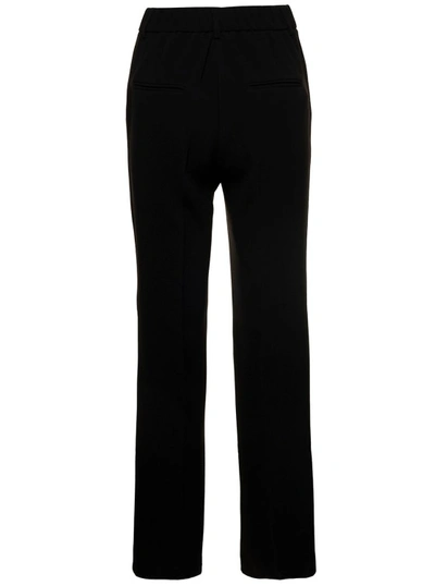Shop Alberto Biani Black Slightly Flared Pants With Concealed Fastening In Stretch Fabric