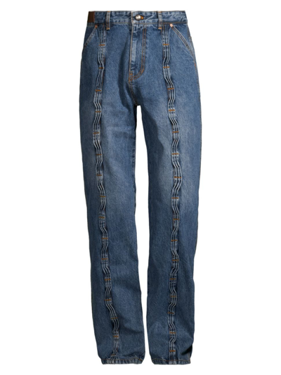 Shop Andersson Bell Men's Wave Straight-leg Jeans In Washed Blue