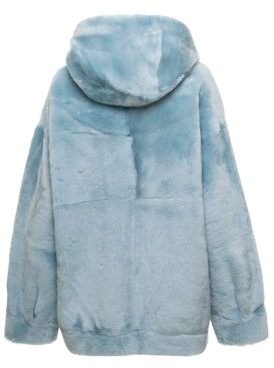 Shop Arma Marien Meinillo Lacon Reversible Oversize Hooede Shearling Coat In Blue