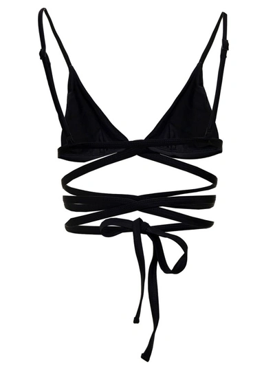 Shop Matteau Black Nylon Bikini Top With Crossed Laces