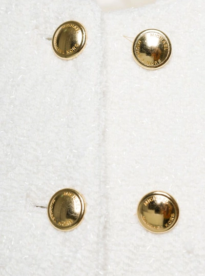 Shop Michael Michael Kors White Cropped Jacket With Golden Buttons In Tweed