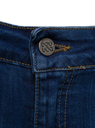 Shop Douuod Blue Medium Ride Flared Jeans In Stretch Cotton Denim In Black