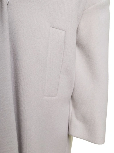 Shop Herno Beige Padded Single-breasted Coat In Wool Blend In Grey