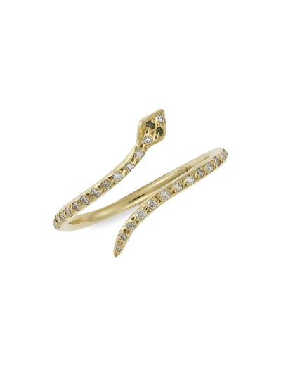 Shop Ileana Makri Women's Small 18k Yellow Gold, Diamond & Tsavorite Snake Ring