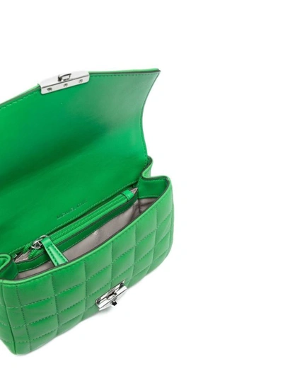 Shop Michael Michael Kors Green Soho Quilted Shoulder Bag In Leather