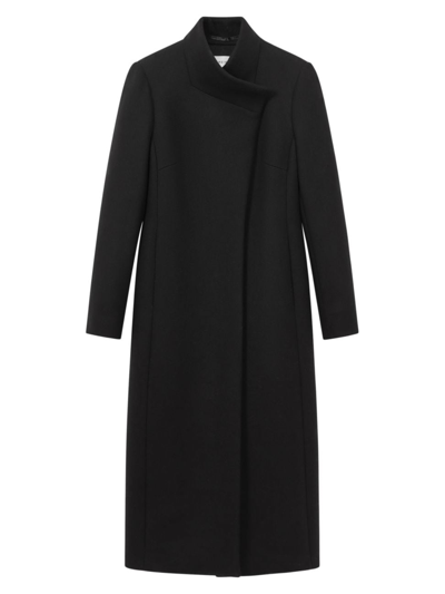 Shop Reiss Women's Mischa Wool-blend Wrap Coat In Black