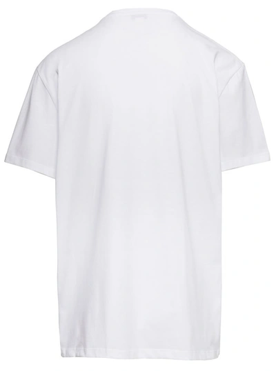 Shop Alexander Mcqueen White Crewneck T-shirt With Logo Tape In Cotton Jersey