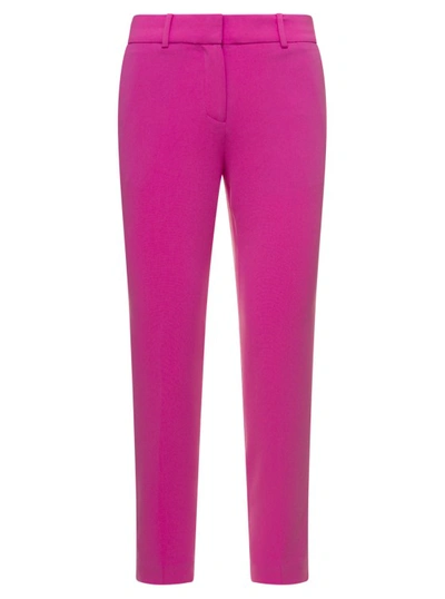 Shop Michael Michael Kors Fuchsia Slim Pants With Belt Loops In Acetate Blend In Pink