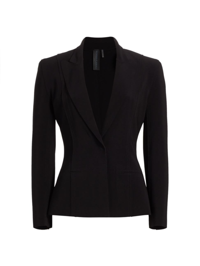 Shop Norma Kamali Women's Peak Lapel Slim-fit Jacket In Black