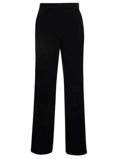 Shop Alberto Biani Black Flared Pants With Welt Pockets In Triacetate Blend
