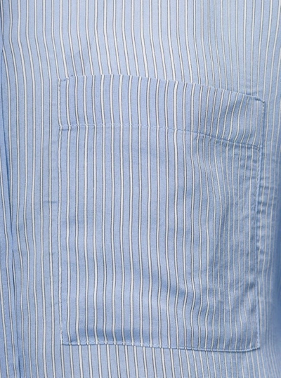 Shop Douuod Light Blue Long-sleeve Striped Shirt In Viscose And Silk
