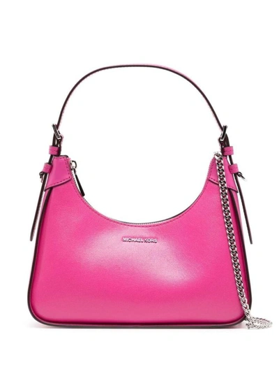 Shop Michael Michael Kors Fuchsia Pink Wilma Shoulder Bag In Leather