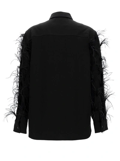 Shop Michael Michael Kors Feather Sleeve Bf Shirt In Black