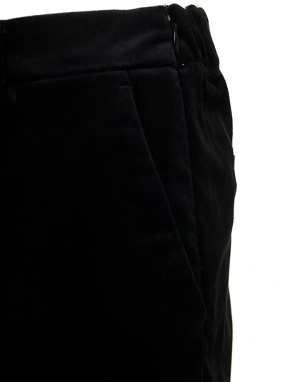 Shop Alberto Biani Black Slim Pants With Side Zip Closure In Velvet
