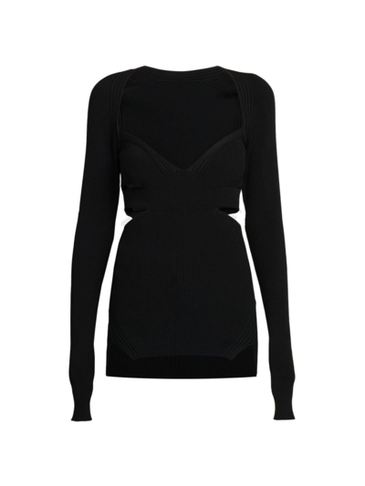 Shop Nensi Dojaka Women's Long-sleeve Cut-out Top In Black
