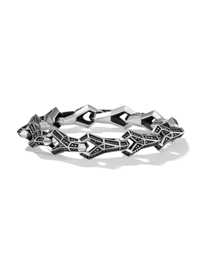 Shop David Yurman Men's Faceted Link Bracelet In Sterling Silver In Black Diamond