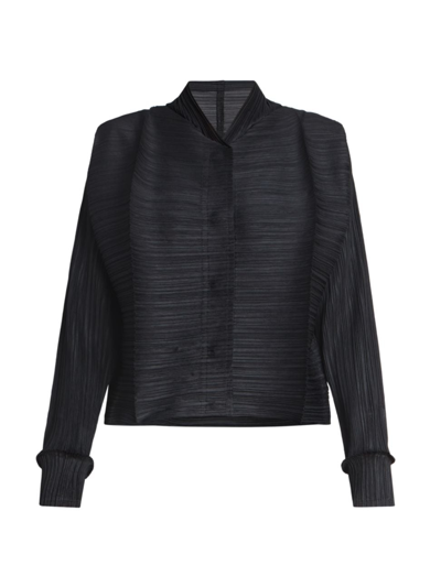 Shop Issey Miyake Women's Bounce Button-front Jacket In Black
