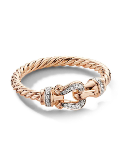 Shop David Yurman Women's Petite Buckle Ring In 18k Rose Gold