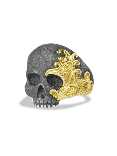 Shop David Yurman Men's Waves Skull Ring In Sterling Silver