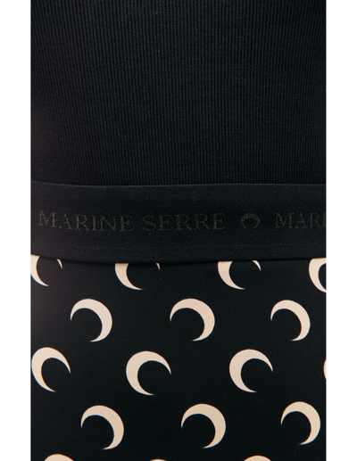 Shop Marine Serre Moon All Over Logo Leggings In Black