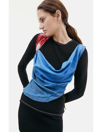 Marine Serre Multicolor Scarves Draped Top In Black