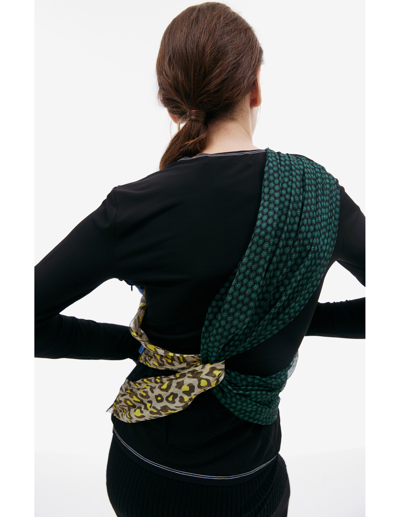 Marine Serre Multicolor Scarves Draped Top In Black