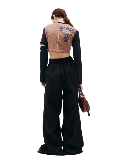 Shop Marine Serre Brown Cropped Longsleeve