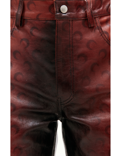 Shop Marine Serre Logo Moon Leather Trousers In Red