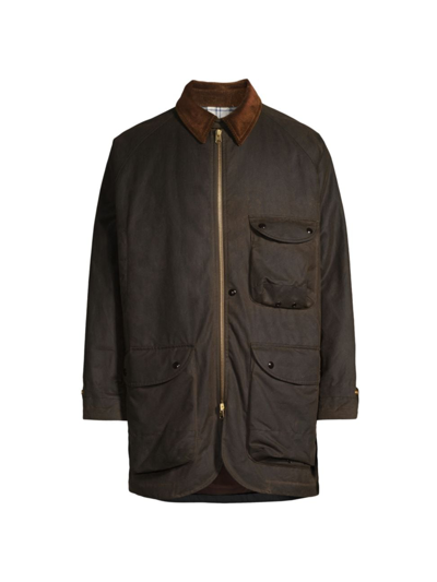 Shop Drake's Men's Cotton Longline Jacket In Olive