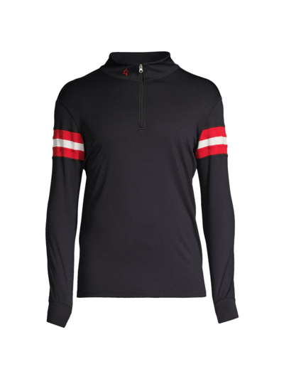 Shop Perfect Moment Men's Striped Half-zip Sweatshirt In Black