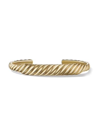 Shop David Yurman Women's Sculpted Cable Contour Cuff Bracelet In 18k Yellow Gold, 9mm