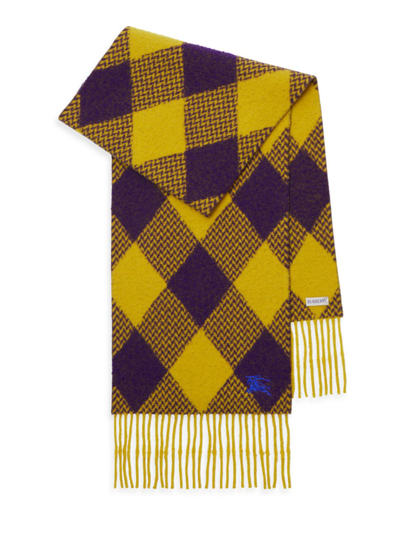 Shop Burberry Women's Argyle Wool Scarf In Pear Royal
