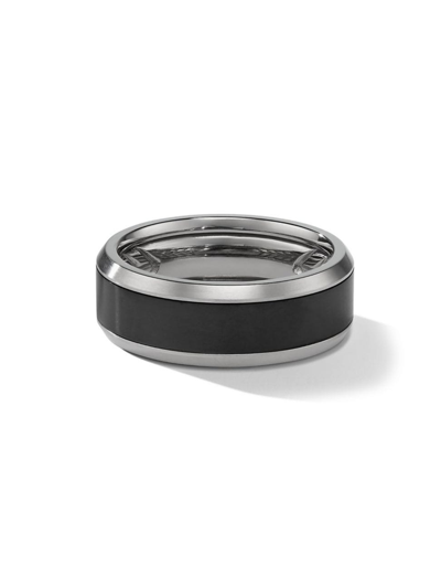 Shop David Yurman Men's Beveled Band Ring In Titanium In Black