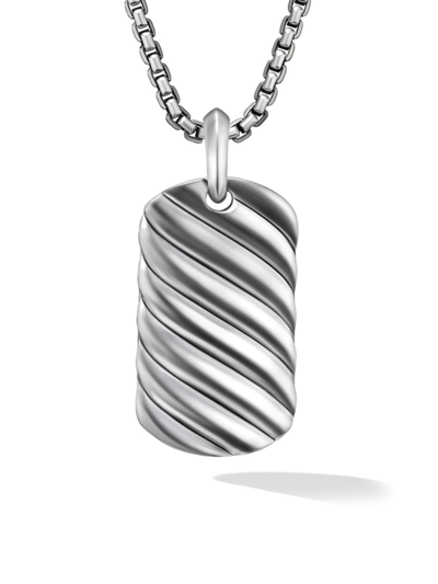 Shop David Yurman Men's Sculpted Cable Tag In Sterling Silver