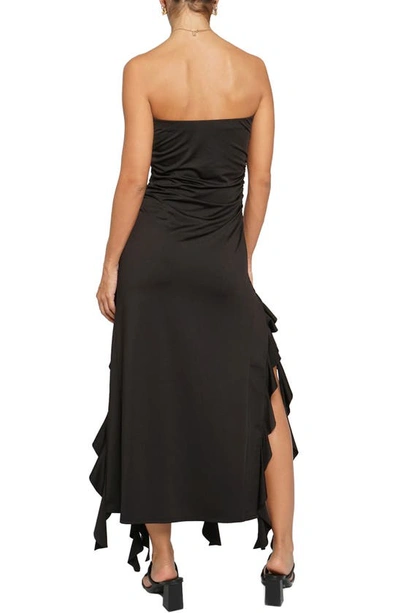 Shop Know One Cares Strappless Ruffle Dress In Black