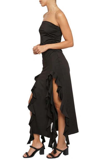 Shop Know One Cares Strappless Ruffle Dress In Black