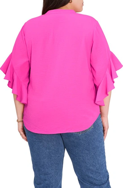 Shop Vince Camuto Ruffle Sleeve Blouse In Hot Pink