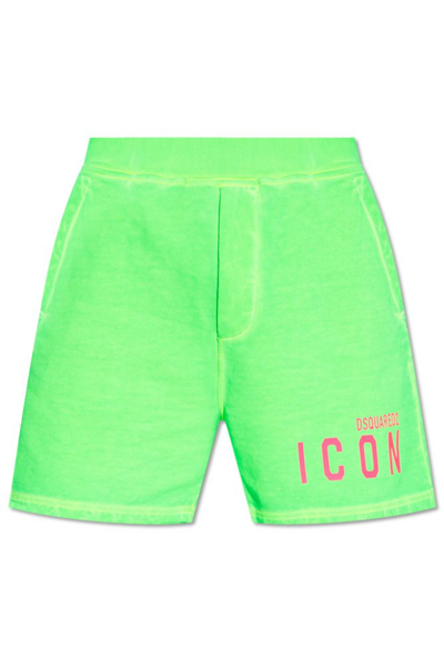 Shop Dsquared2 Logo Printed Track Shorts In Green