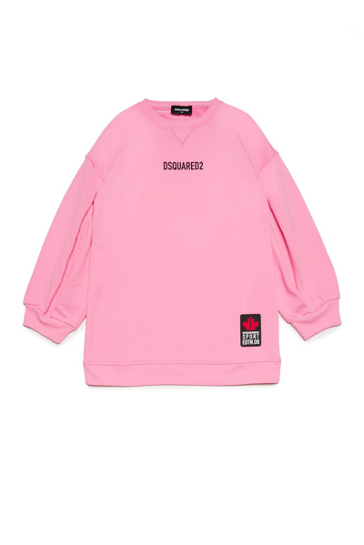 Shop Dsquared2 Kids Logo Printed Crewneck Sweatshirt In Pink