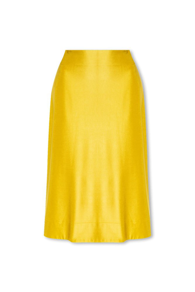 Shop Jil Sander Flared Midi Skirt In Yellow