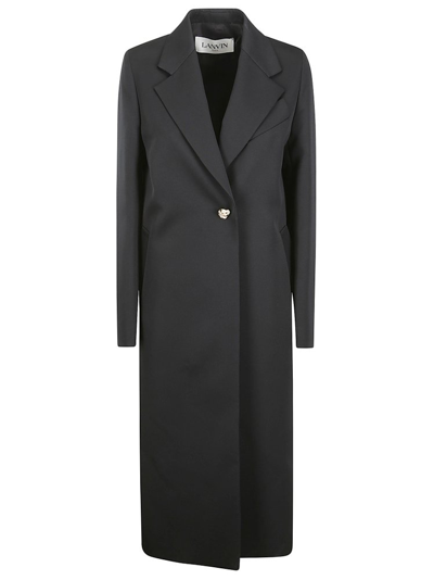 Shop Lanvin Long Sleeved Single Breasted Coat In Black