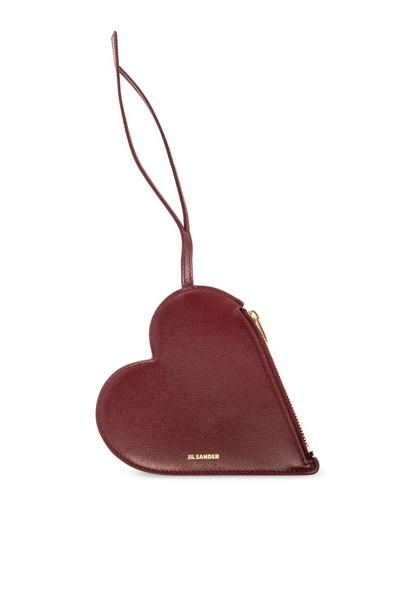 Shop Jil Sander Heart Shaped Clutch Bag In Red