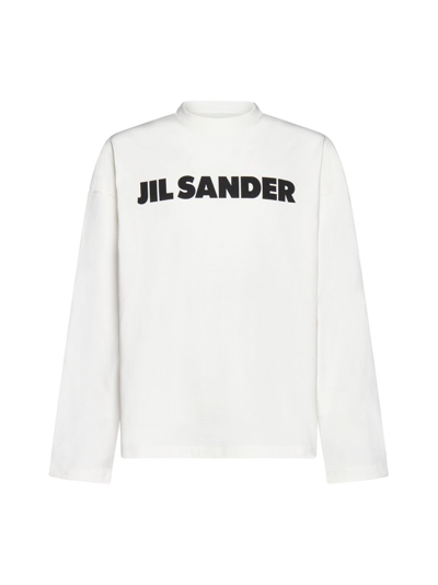 Shop Jil Sander Logo Printed Crewneck Sweatshirt In White