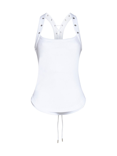 Shop Attico The  Race Back Ribbed Tank Top In White