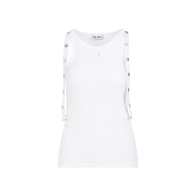 Shop Attico The  Logo Patch Ribbed Jersey Tank Top In White