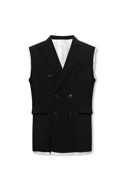 Shop Dsquared2 Raw Trimmed Double Breasted Vest In Black