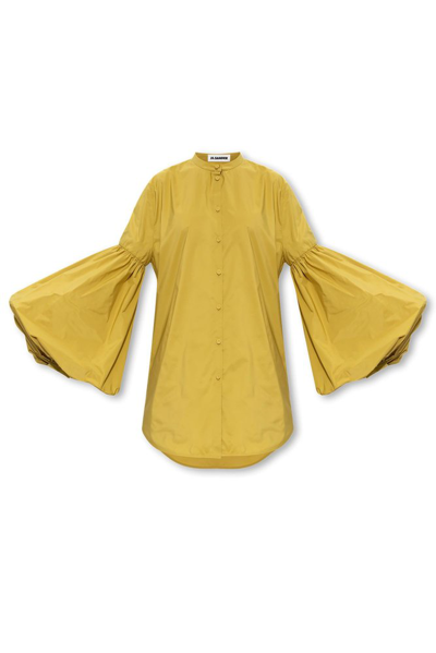 Shop Jil Sander Balloon Sleeved Buttoned Shirt In Yellow